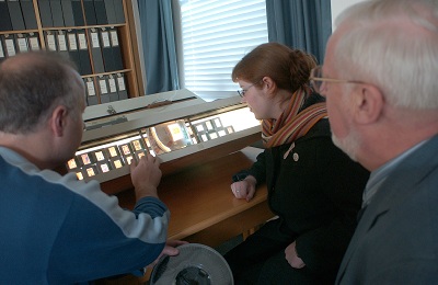 students pondering slides