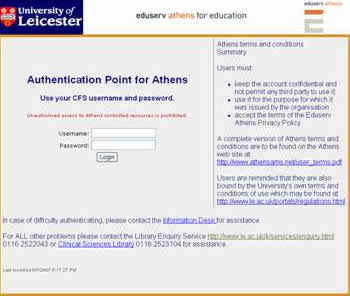 image of University of Leicester Athens Authentication point