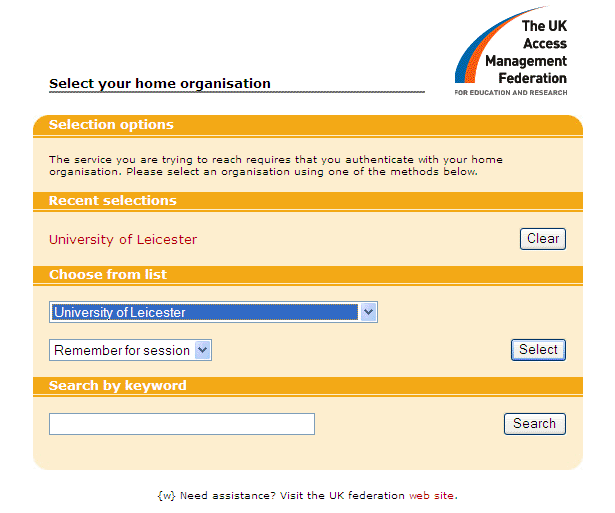 UK Federation selection screen