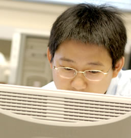 Photograph of students inside the library