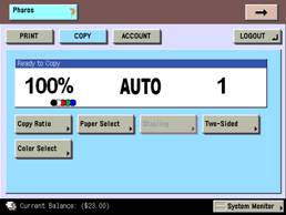 Photocopier screen