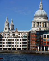 Modern apartment blocks obscure St Paul's Cathedral