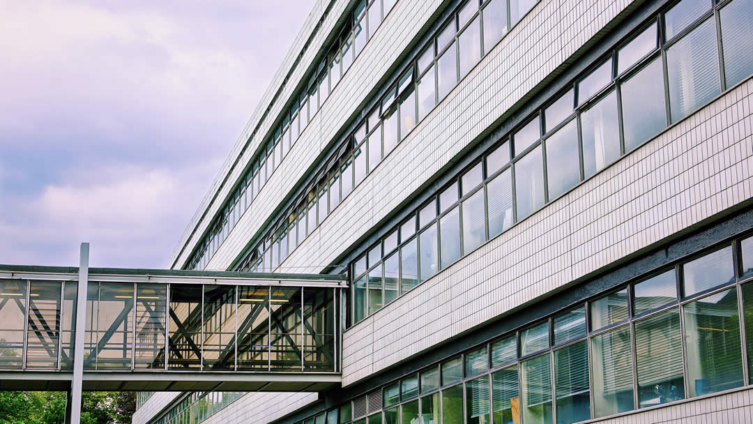 The Adrian Building bridge that crosses University Road