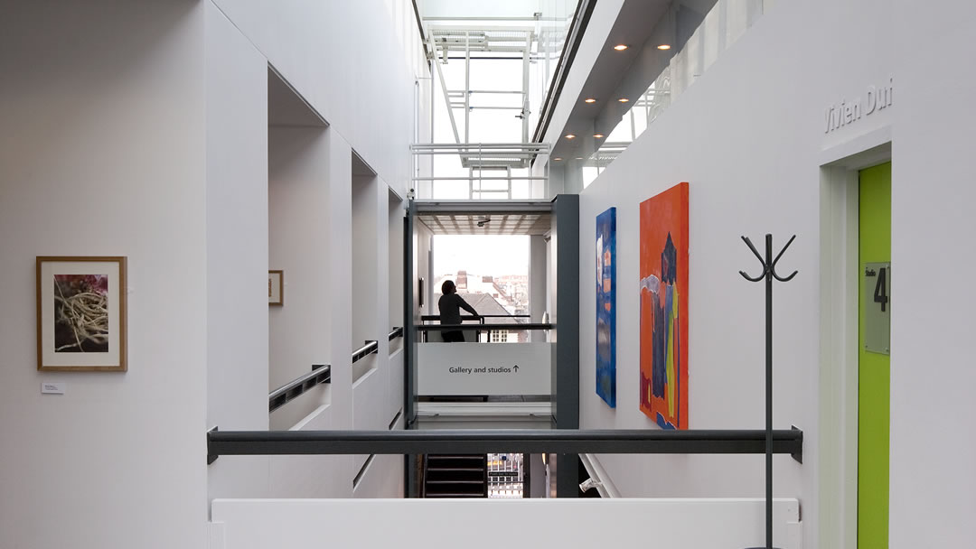 Galleries and studios inside the Attenborough Arts centre