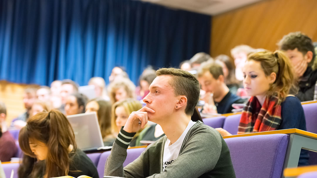 A lecture theatre inside the Ken Edwards Building