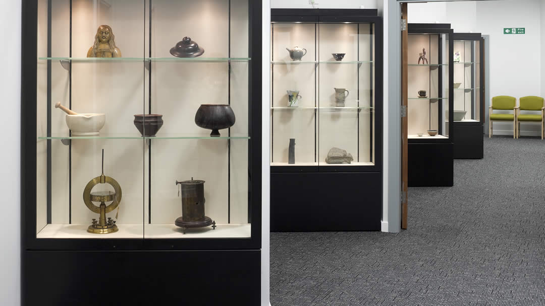 Display cabinets inside the Museum Studies Building