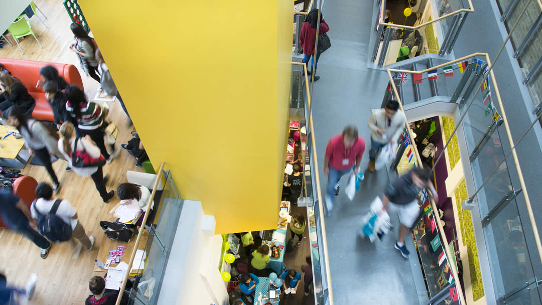 Inside view of the Students' Union showing the different levels