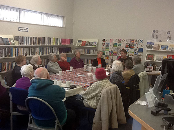 Photo of group in library