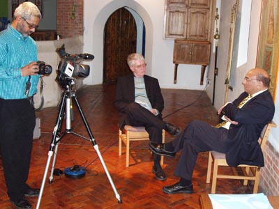 Photo of filming an interview